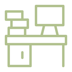 stylized icon of an office desk