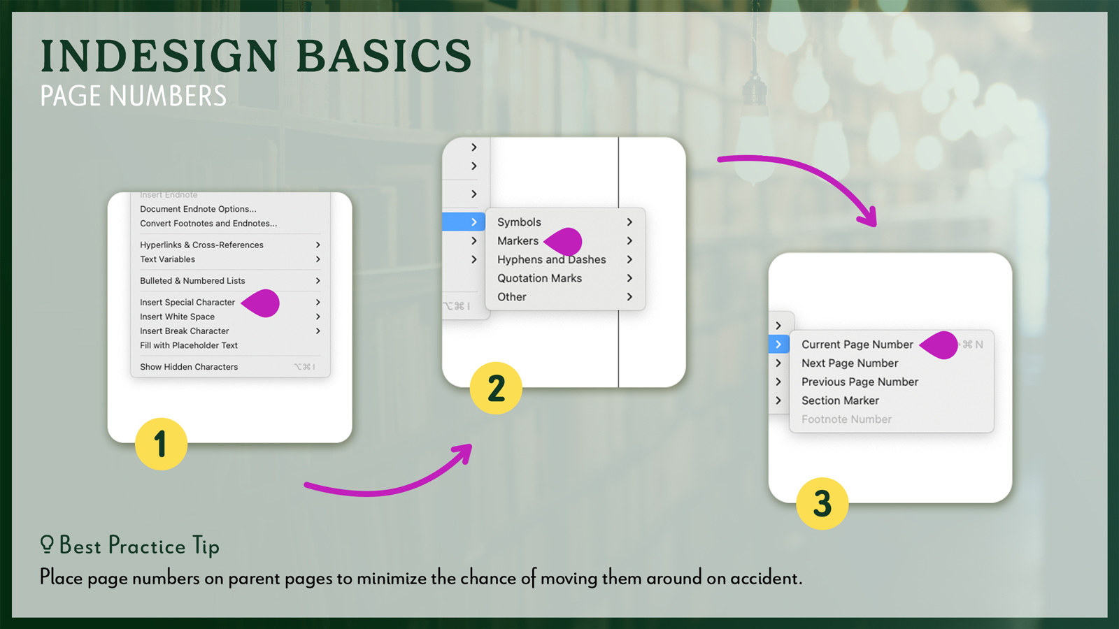 a slide with an InDesign tip