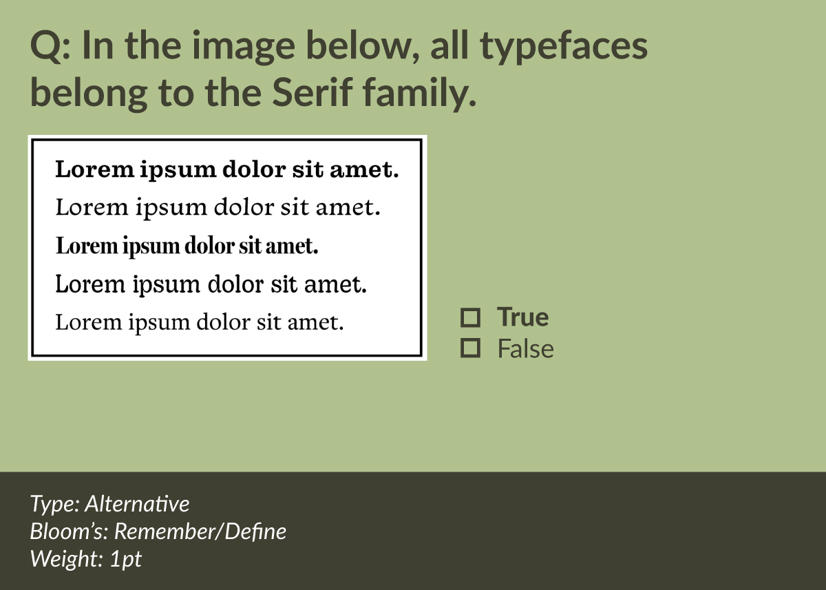 graphic of a sample alternative type question