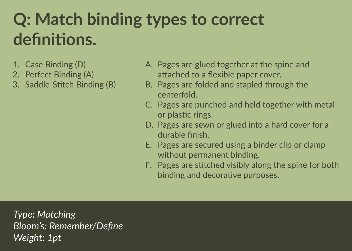 graphic of a sample matching type question